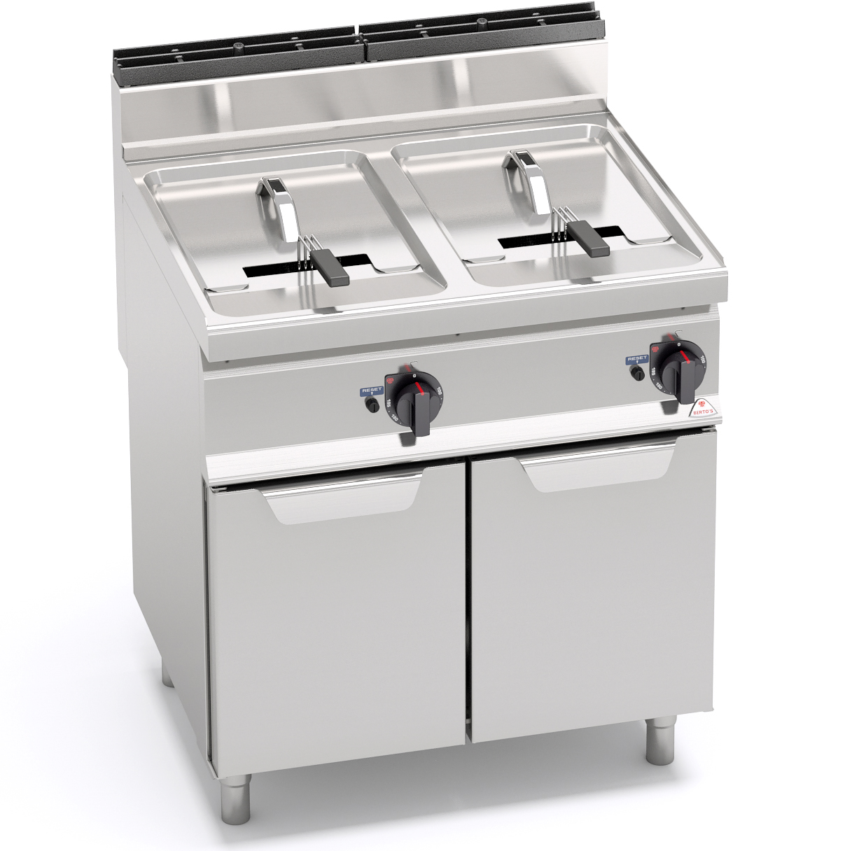 Berto's Gas Fryer With Cabinet - Twin Tank 18+18 L - Indirect