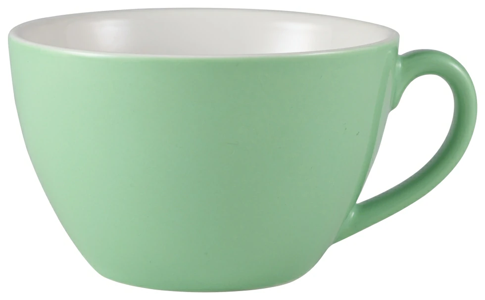 Genware Porcelain Green Bowl Shaped Cup 34cl/12oz  Sold in 6 units