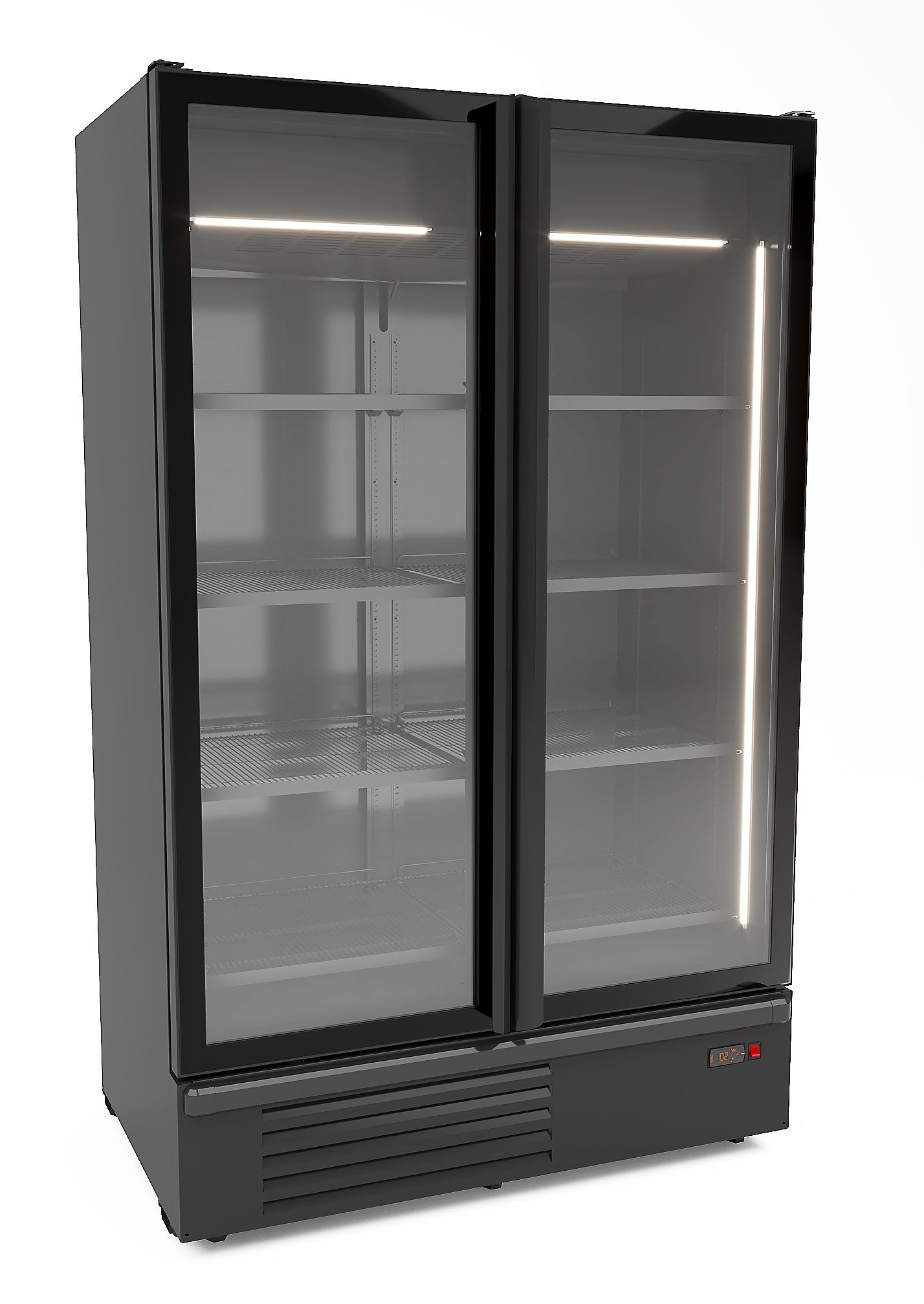 CombiSteel Refrigerator 2 Glass Doors Black 1200L