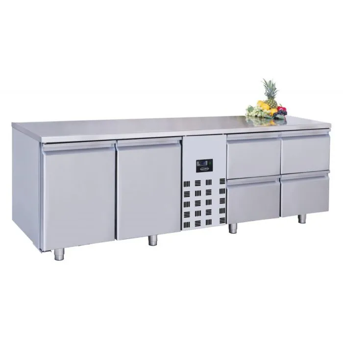 CombiSteel Counter 700 Refrigerator 2 Doors and 4 Drawers Mono Block