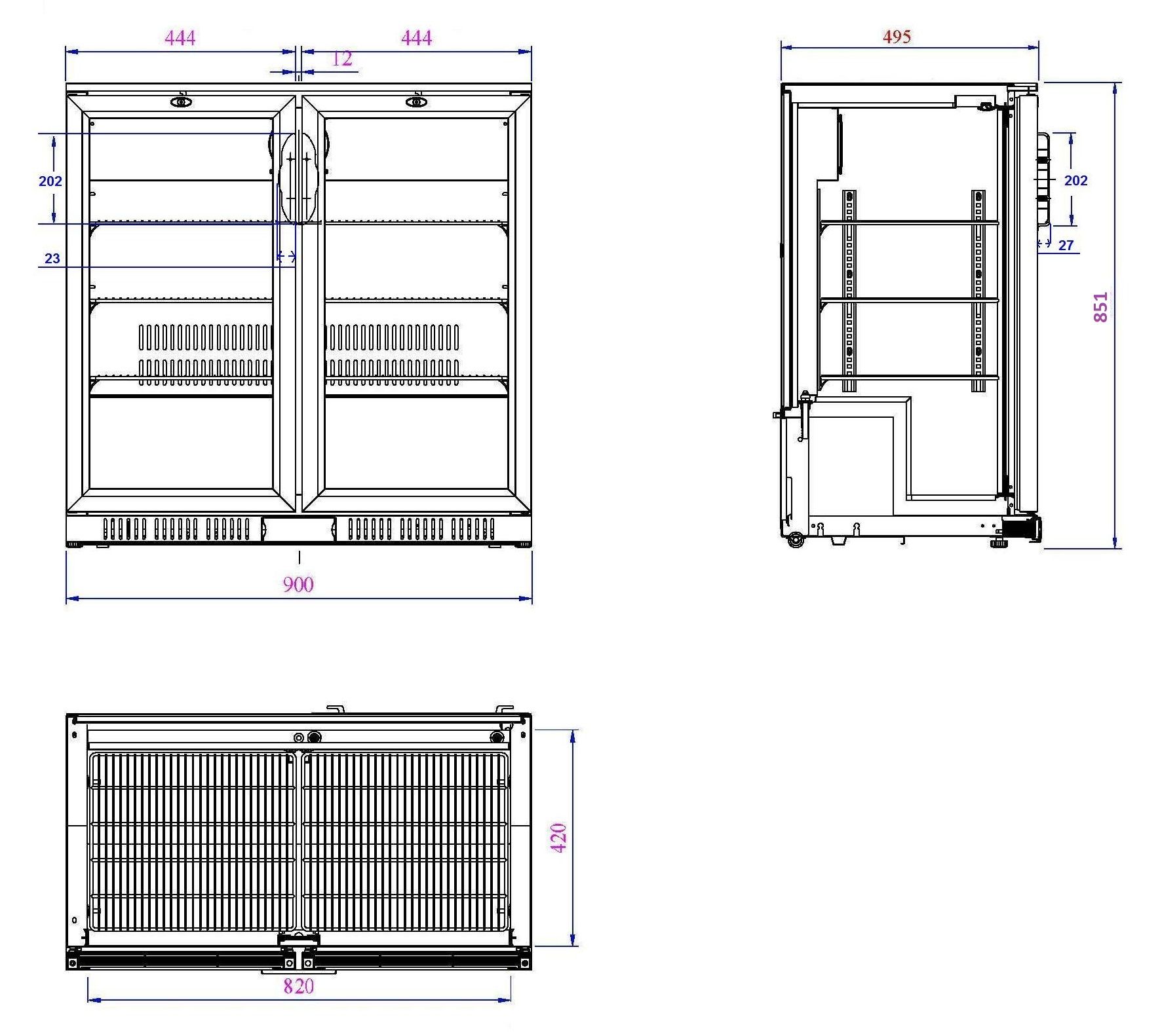 Backbar Cooler Black 2 Hinged Doors | Caterboss