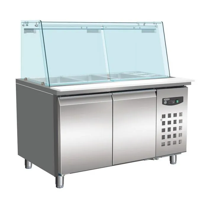 CombiSteel 700 Counter Refrigerator with Glass Cover 2 Doors