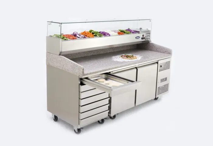 Atosa EPF3480GR Two Door + 7 Drawer Salad Prep Counter Table 250 Litres