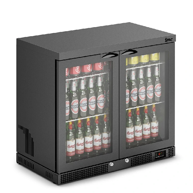 IMC Mistral M90 Bottle Cooler [Front Load] - Glass Door - Black Painted Frame - H 800 mm - W 900 mm - 0.232 kW