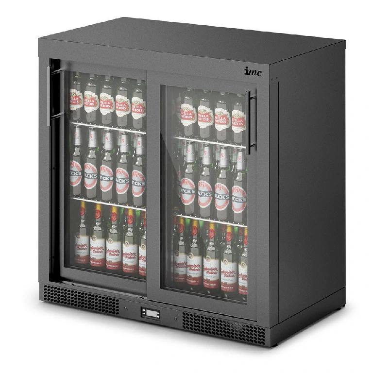 IMC Mistral M90 Bottle Cooler [Front Load] - Sliding Glass Doors - Black Painted Frame - H 900 mm - W 900 mm - 0.46 kW