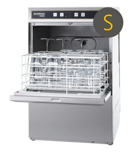 Hobart Ecomax G404SW-12B Compact Glasswasher WRAS Approved with Water Softener, 390mm Rack