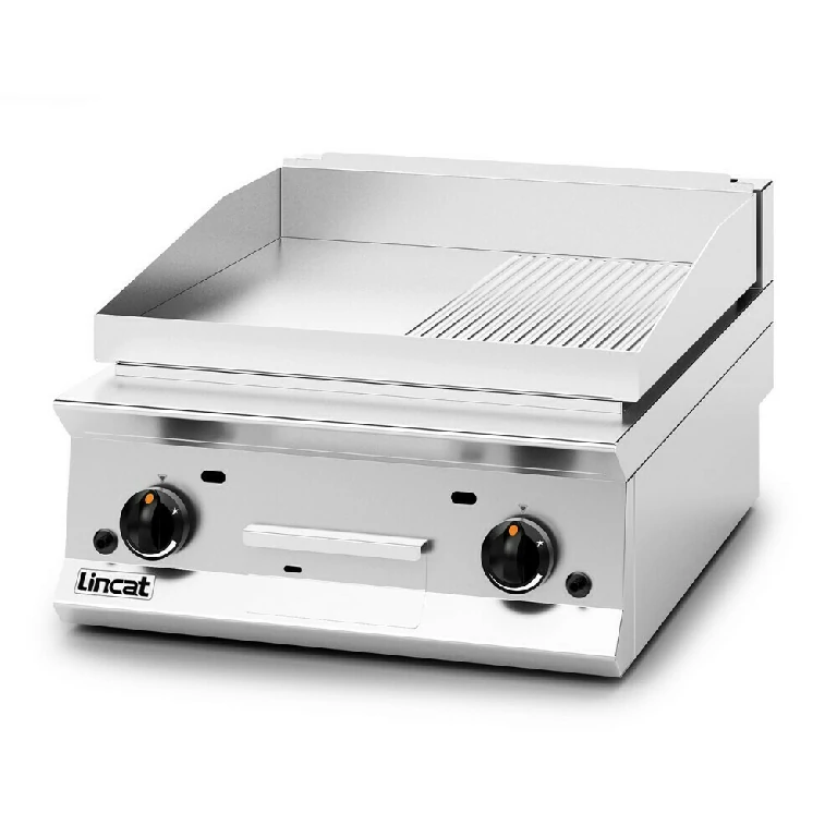 Lincat Opus 800 Natural Gas Counter-top Griddle - Ribbed Plate - W 600 mm - 15.5 kW