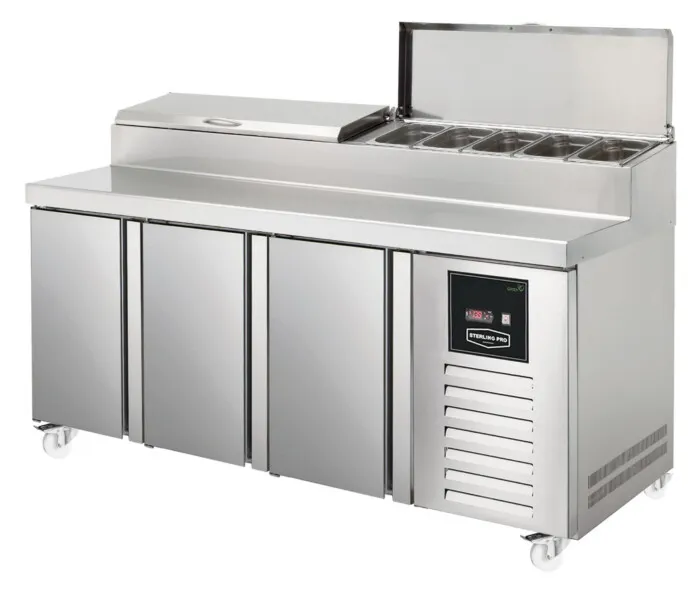 Sterling Pro Green SPIZ-180 3 Door Refrigerated Pizza Preparation Counter 428 Litres