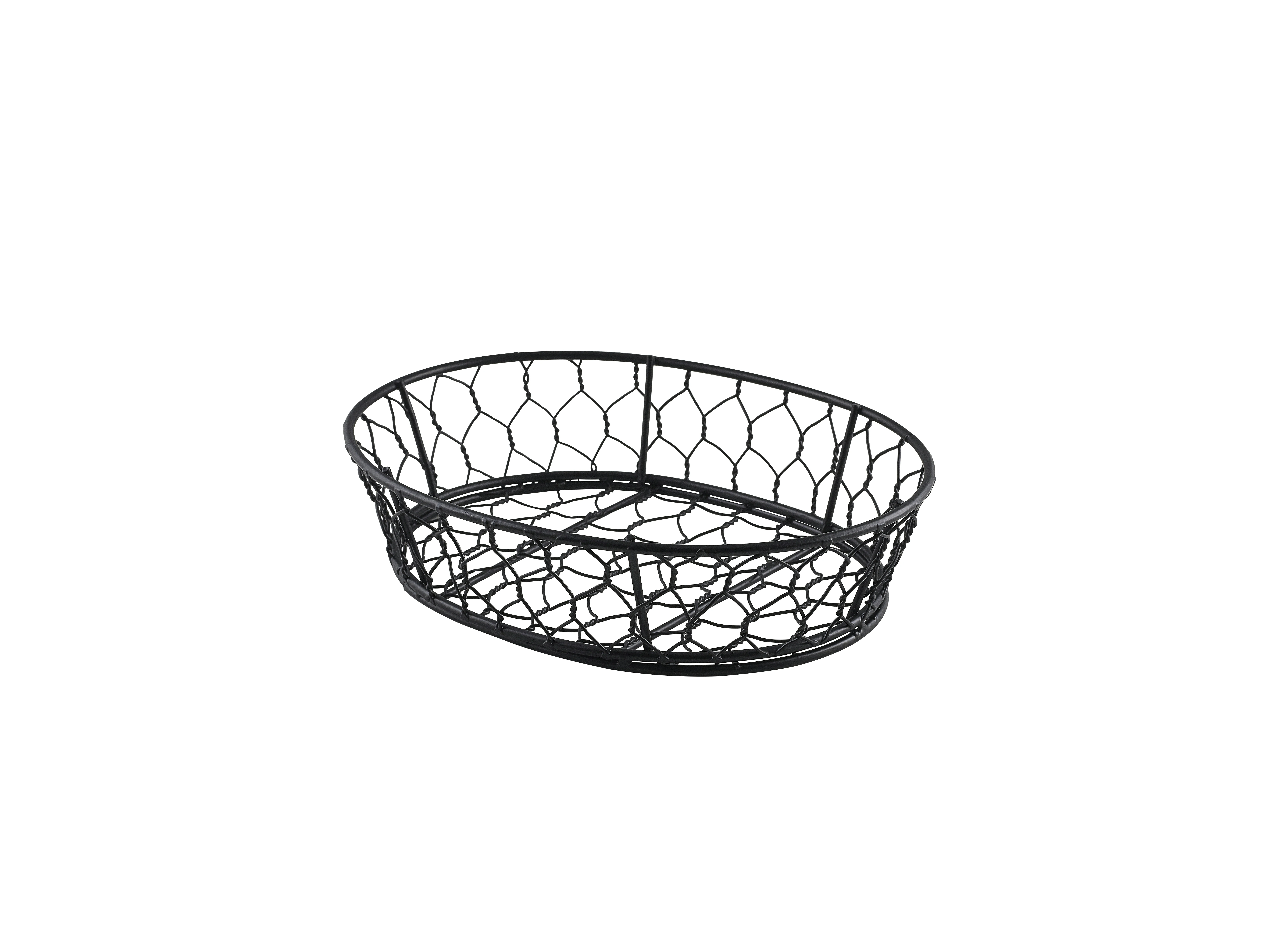 Genware Oval Black Wire Basket 24 x 18 x 6cm